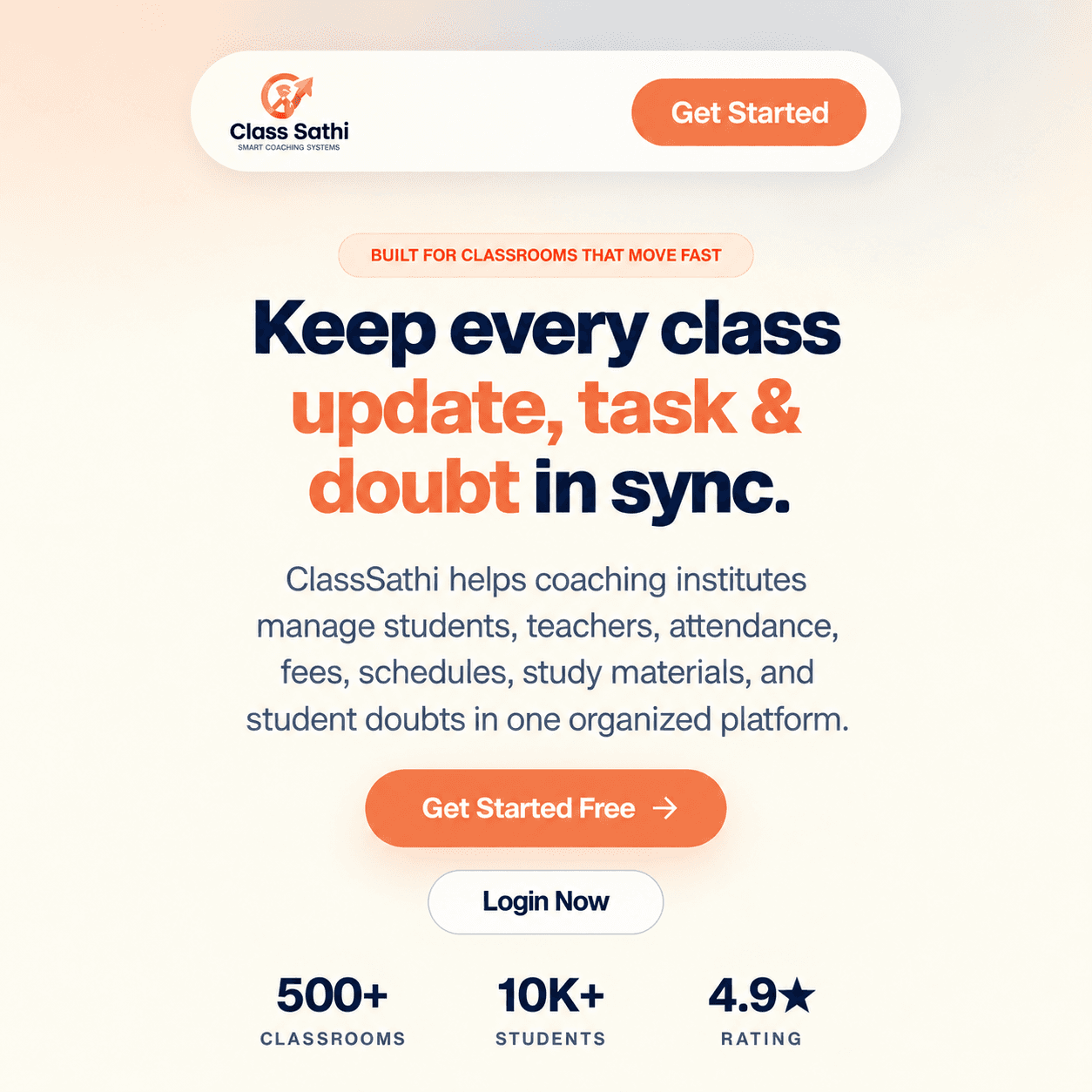 ClassSathi coaching management application preview